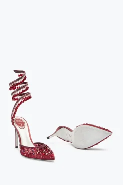 Icone|Décolleté^Rene Caovilla Décolleté Chandelier Rubino Con Cristalli 100 Rosso