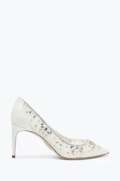 Collezione Sposa|Décolleté^Rene Caovilla Décolleté Cinderella Bianca Con Cristalli 80 Bianco