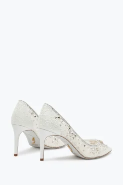 Collezione Sposa|Décolleté^Rene Caovilla Décolleté Cinderella Bianca Con Cristalli 80 Bianco