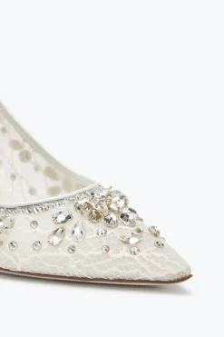 Collezione Sposa|Décolleté^Rene Caovilla Décolleté Cinderella Bianca Con Cristalli 80 Bianco