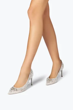 Collezione Sposa|Décolleté^Rene Caovilla Décolleté Cinderella Bianca Con Cristalli 80 Bianco
