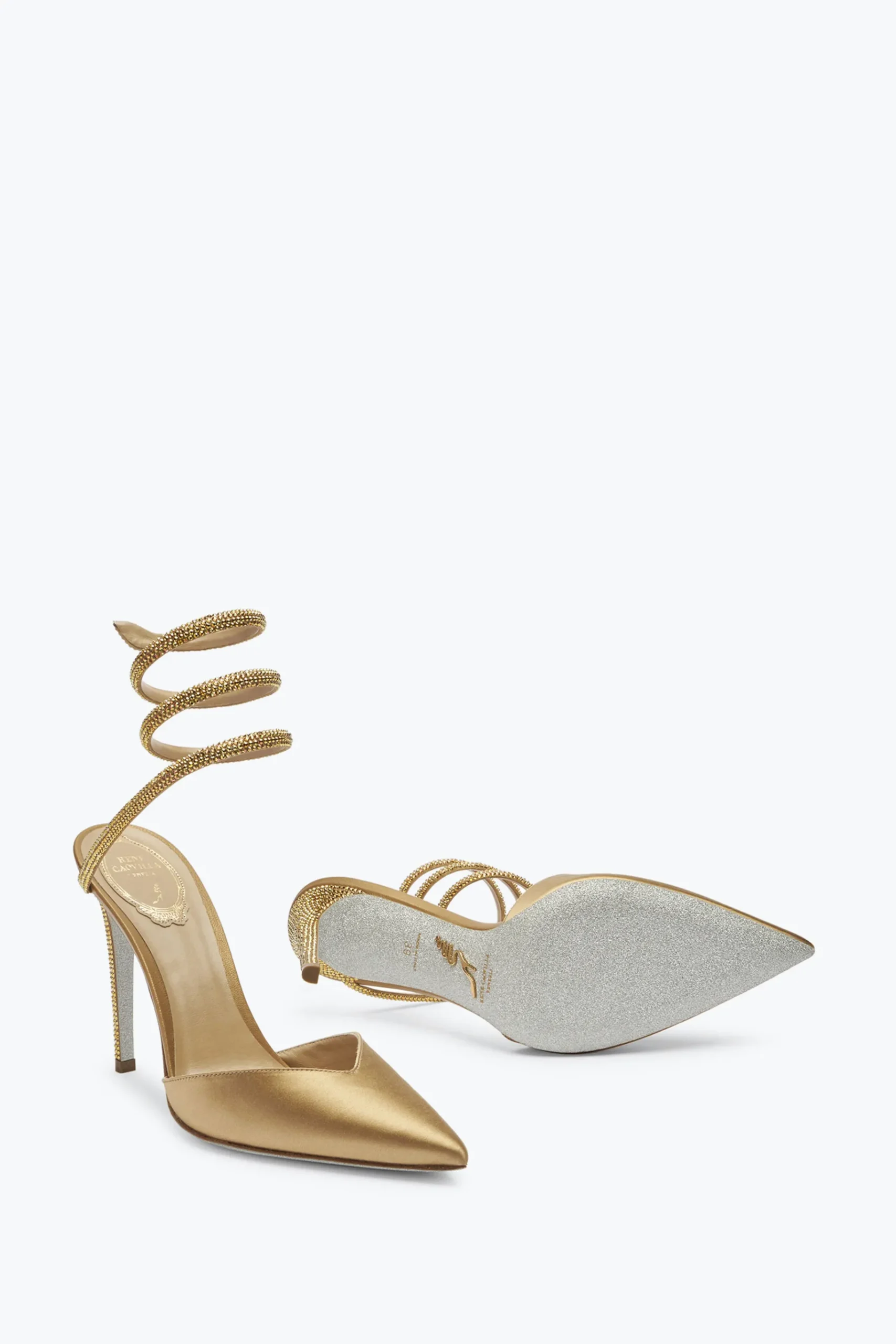 Per Le Invitate|Icone^Rene Caovilla Décolleté Cleo Champagne Con Cristalli 105 Oro