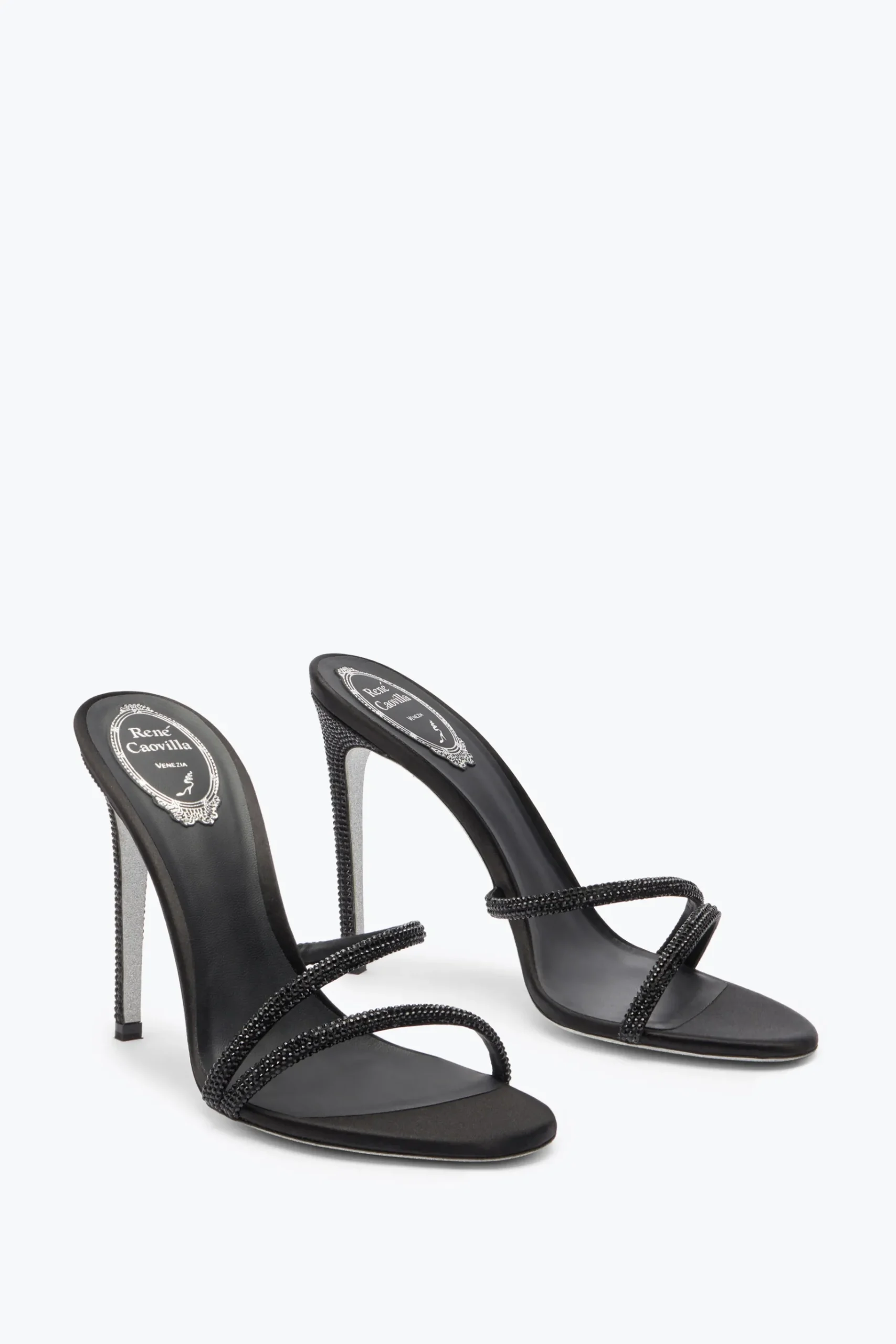 Mule^Rene Caovilla Mule Irina Nera Con Cristalli 105 Nero
