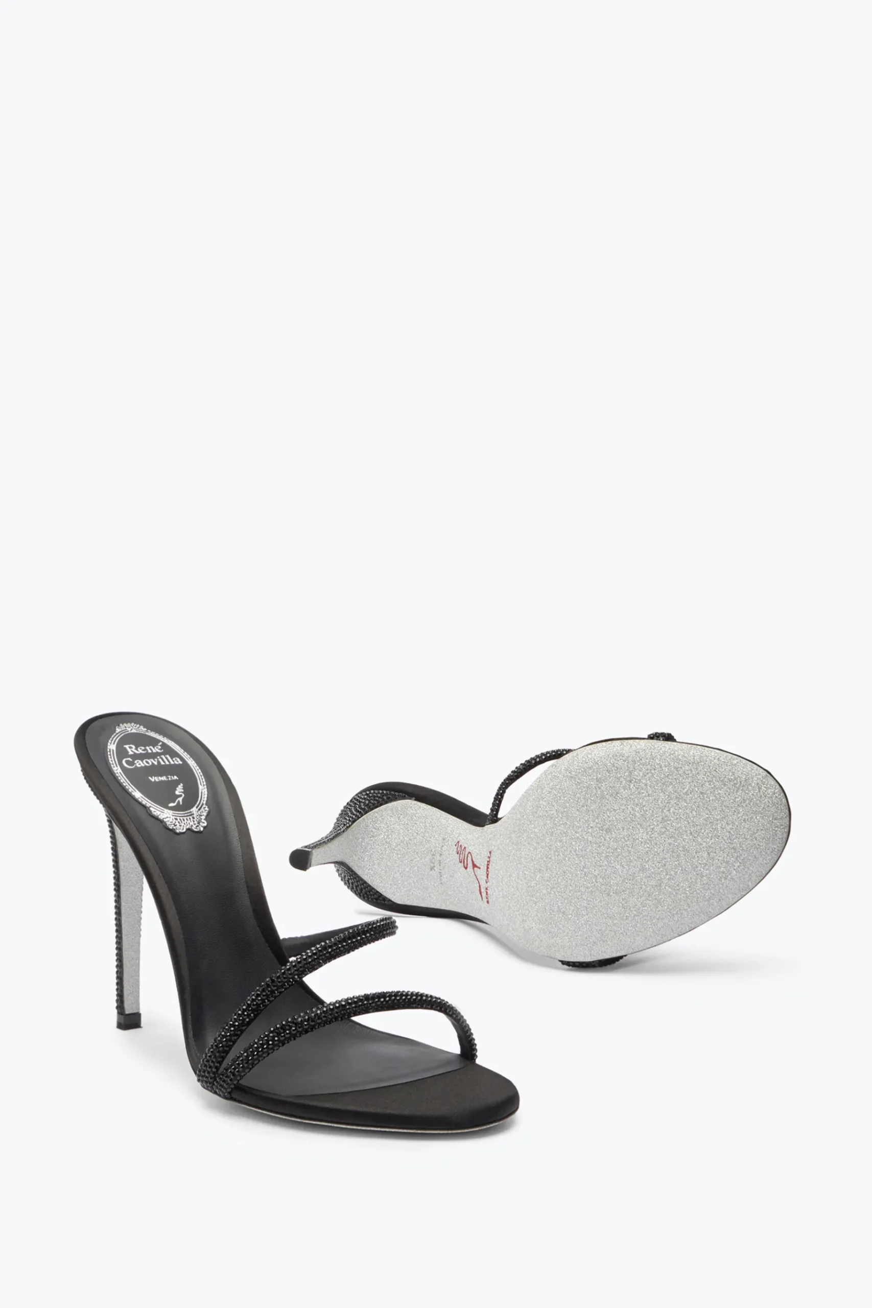 Mule^Rene Caovilla Mule Irina Nera Con Cristalli 105 Nero