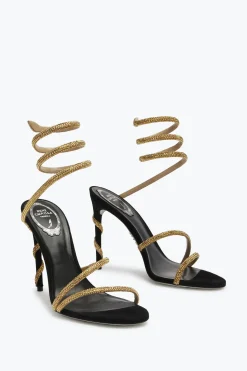 Icone|Sandali^Rene Caovilla Sandali Gioiello Nero Margot Snake 105 Oro