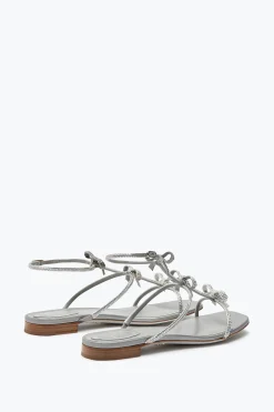 Flat^Rene Caovilla Sandalo Caterina Perla Con Cristalli 10 Grigio