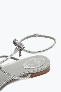 Flat^Rene Caovilla Sandalo Caterina Perla Con Cristalli 10 Grigio