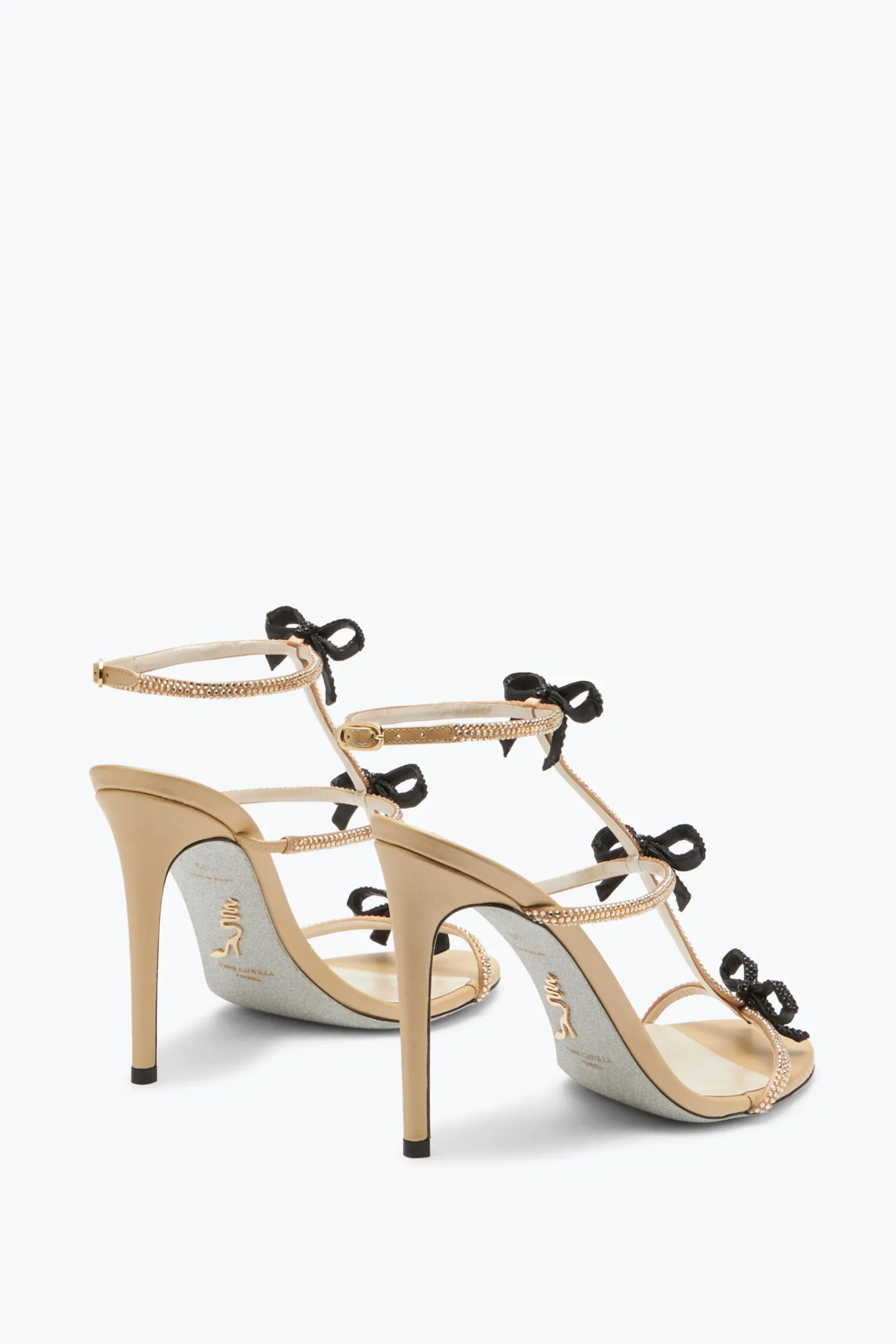 Sandali^Rene Caovilla Sandalo Caterina Neutral Con Cristalli Oro E Neri 105 Nude