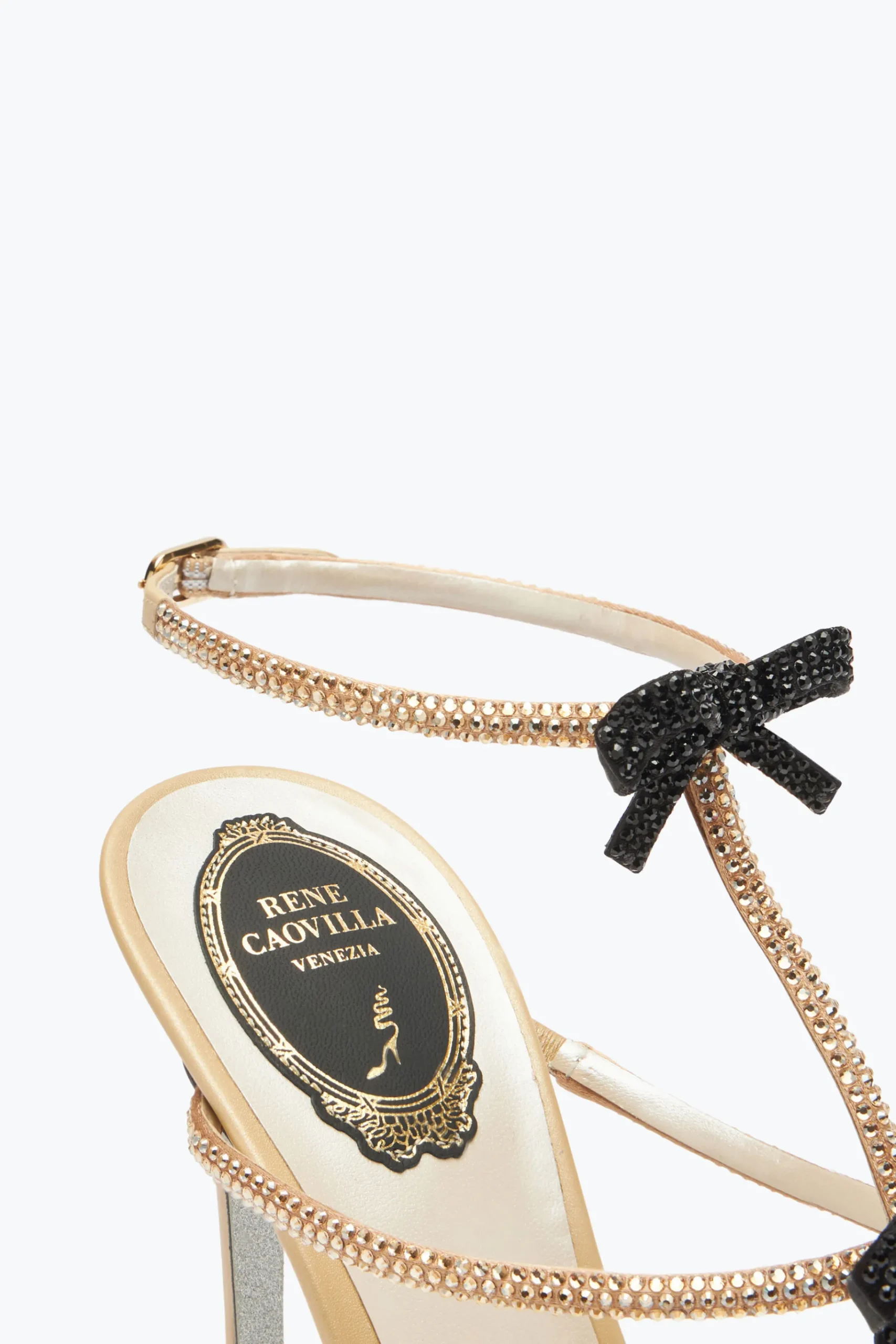 Sandali^Rene Caovilla Sandalo Caterina Neutral Con Cristalli Oro E Neri 105 Nude