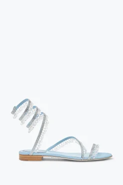 Flat^Rene Caovilla Sandalo Chandelier Flat Azzurro 10 Ottanio