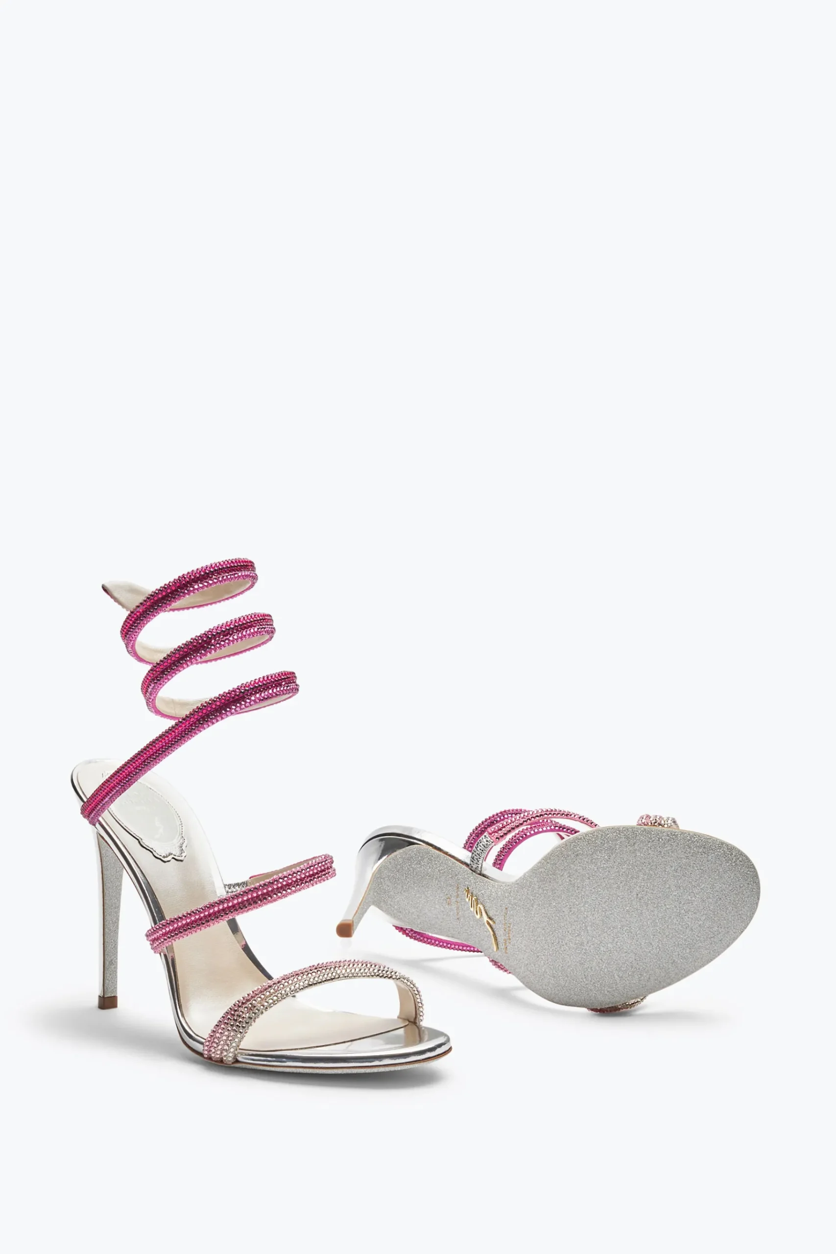 Sandali^Rene Caovilla Sandalo Cleo Con Cristalli Rosa Degradé 105 Argento