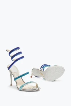 Sandali^Rene Caovilla Sandalo Cleo Con Cristalli Blu Degradé 105 Argento