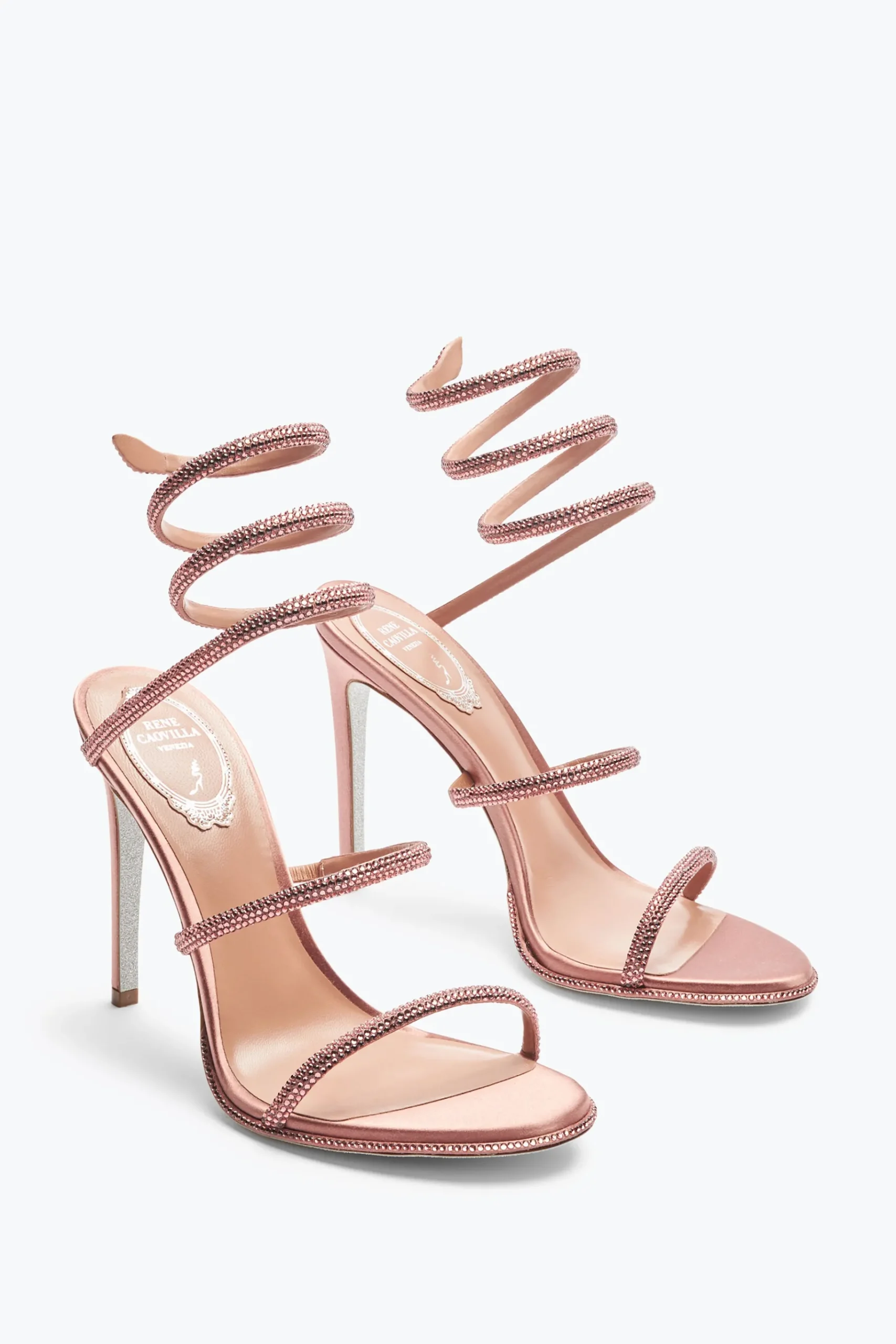 Sandali^Rene Caovilla Sandalo Cleo Con Cristalli 105 Oro rosa