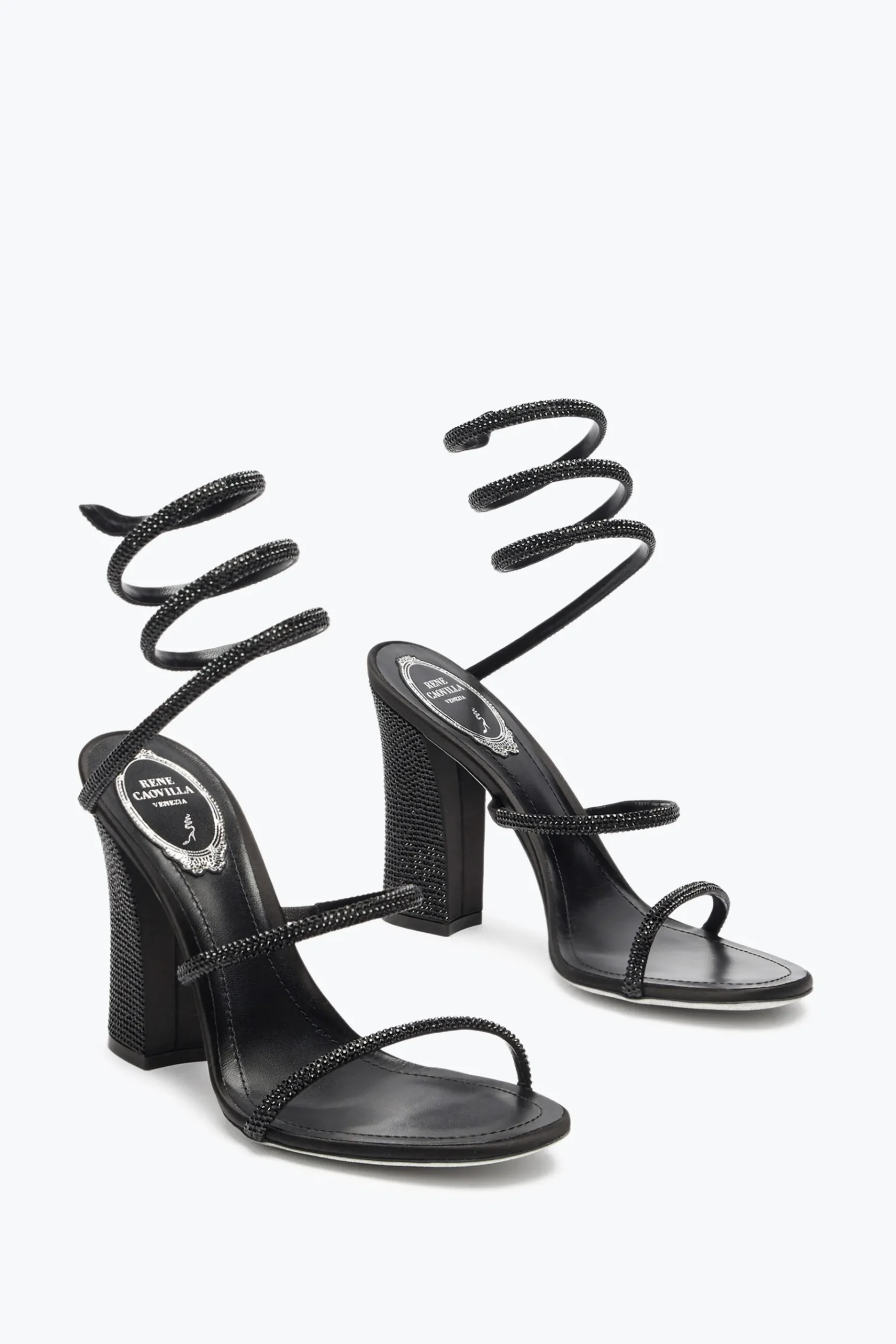 Sandali^Rene Caovilla SANDALO CLEO TOTAL BLACK CON TACCO SOUL 105 Nero