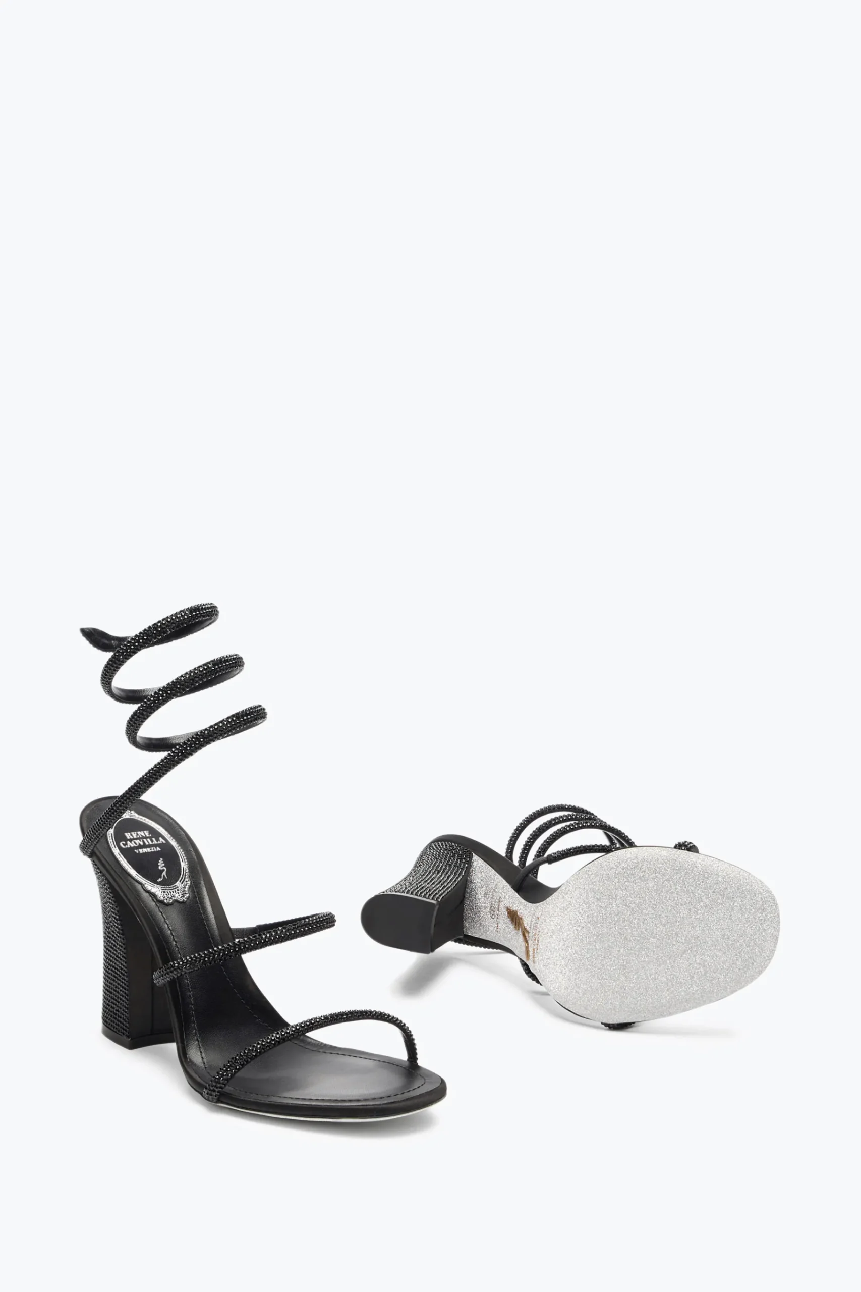 Sandali^Rene Caovilla SANDALO CLEO TOTAL BLACK CON TACCO SOUL 105 Nero
