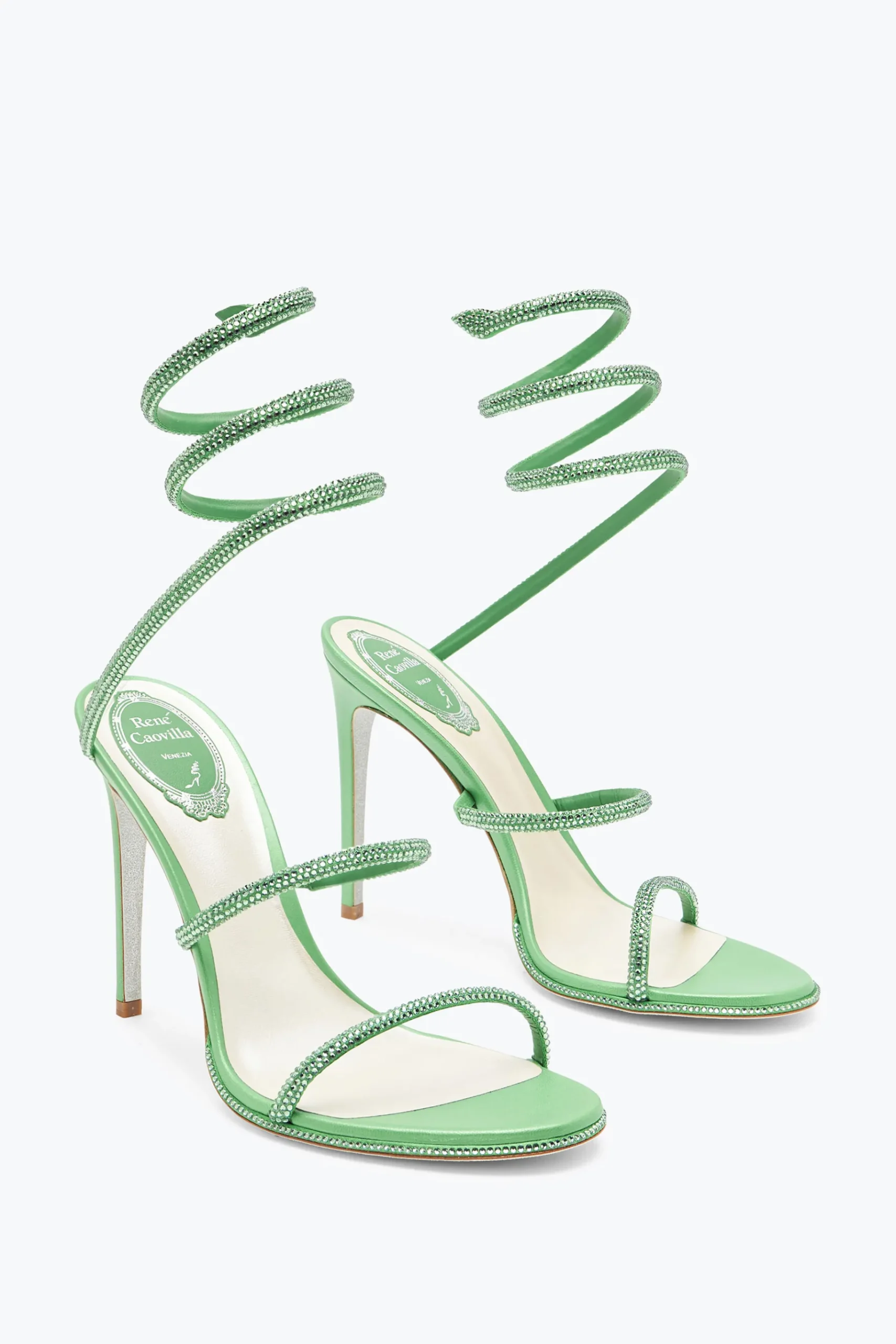 Sandali^Rene Caovilla Sandalo Cleo Con Cristalli 105 Verde Menta