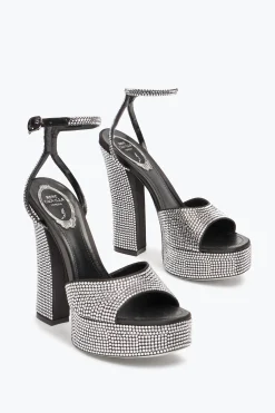 Platform|Sandali^Rene Caovilla SANDALO CON PLATEAU HELSA CON CRISTALLI 140 Nero