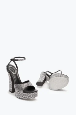 Platform|Sandali^Rene Caovilla SANDALO CON PLATEAU HELSA CON CRISTALLI 140 Nero