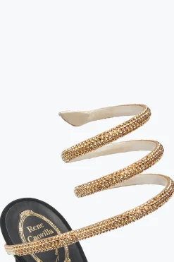 Platform|Sandali^Rene Caovilla Sandalo Con Plateau Margot -Oro Con Cristalli 130 Nero