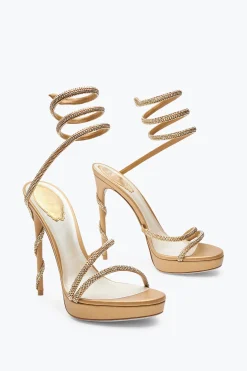 Icone|Platform^Rene Caovilla Sandalo Con Plateau Margot Con Cristalli 120 Oro