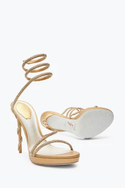 Icone|Platform^Rene Caovilla Sandalo Con Plateau Margot Con Cristalli 120 Oro