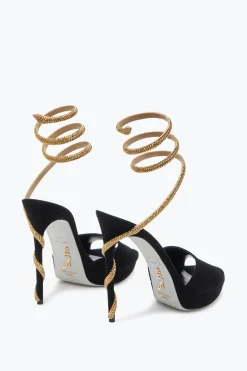 Icone|Sandali^Rene Caovilla Sandalo Con Plateau Margot In Suede E Oro 120 Nero