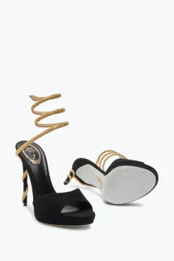Icone|Sandali^Rene Caovilla Sandalo Con Plateau Margot In Suede E Oro 120 Nero