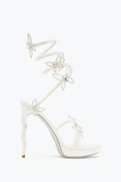 Collezione Sposa|Platform^Rene Caovilla Sandalo Con Plateau Margot Con Cristalli 120 Bianco
