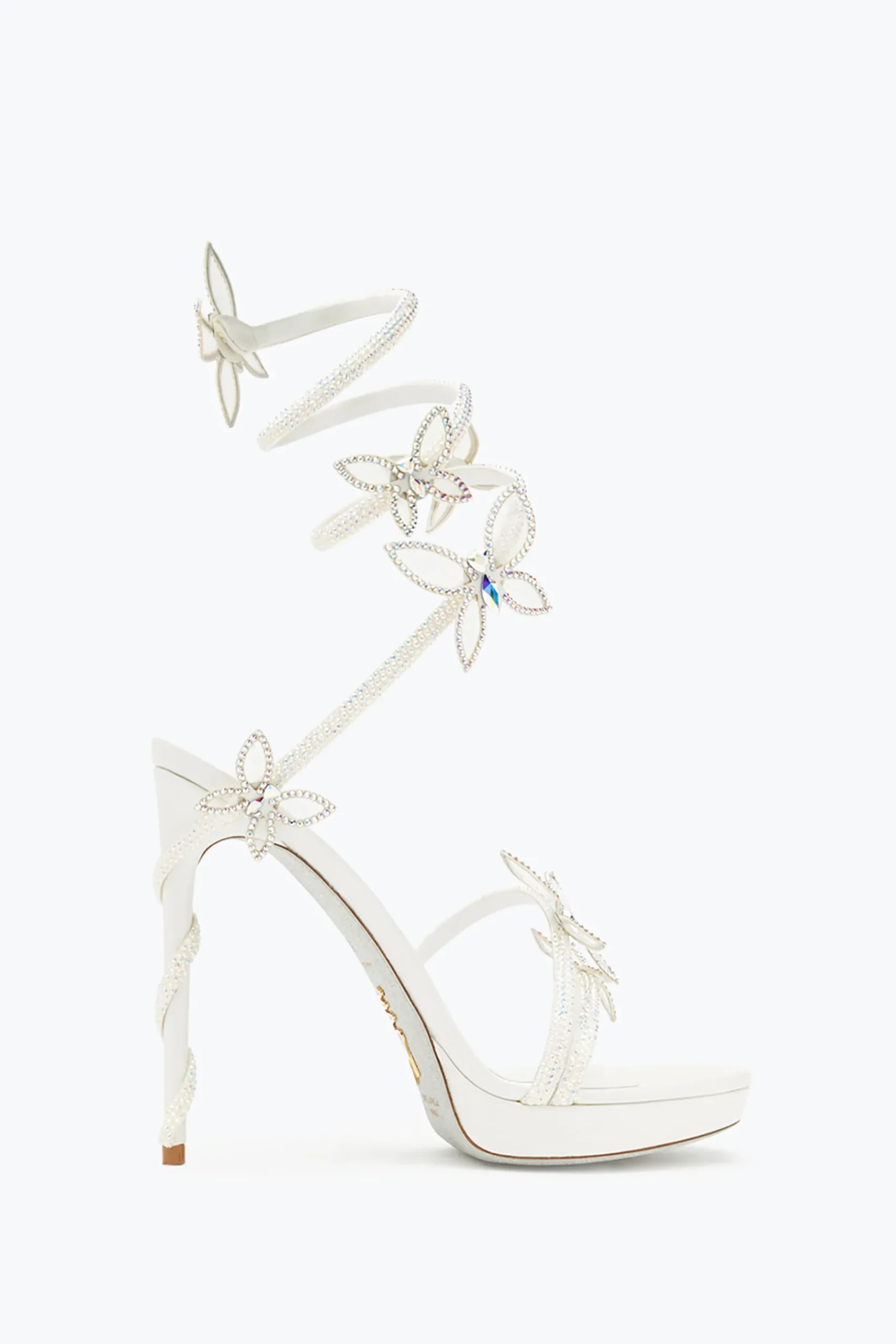 Collezione Sposa|Platform^Rene Caovilla Sandalo Con Plateau Margot Con Cristalli 120 Bianco