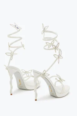 Collezione Sposa|Platform^Rene Caovilla Sandalo Con Plateau Margot Con Cristalli 120 Bianco