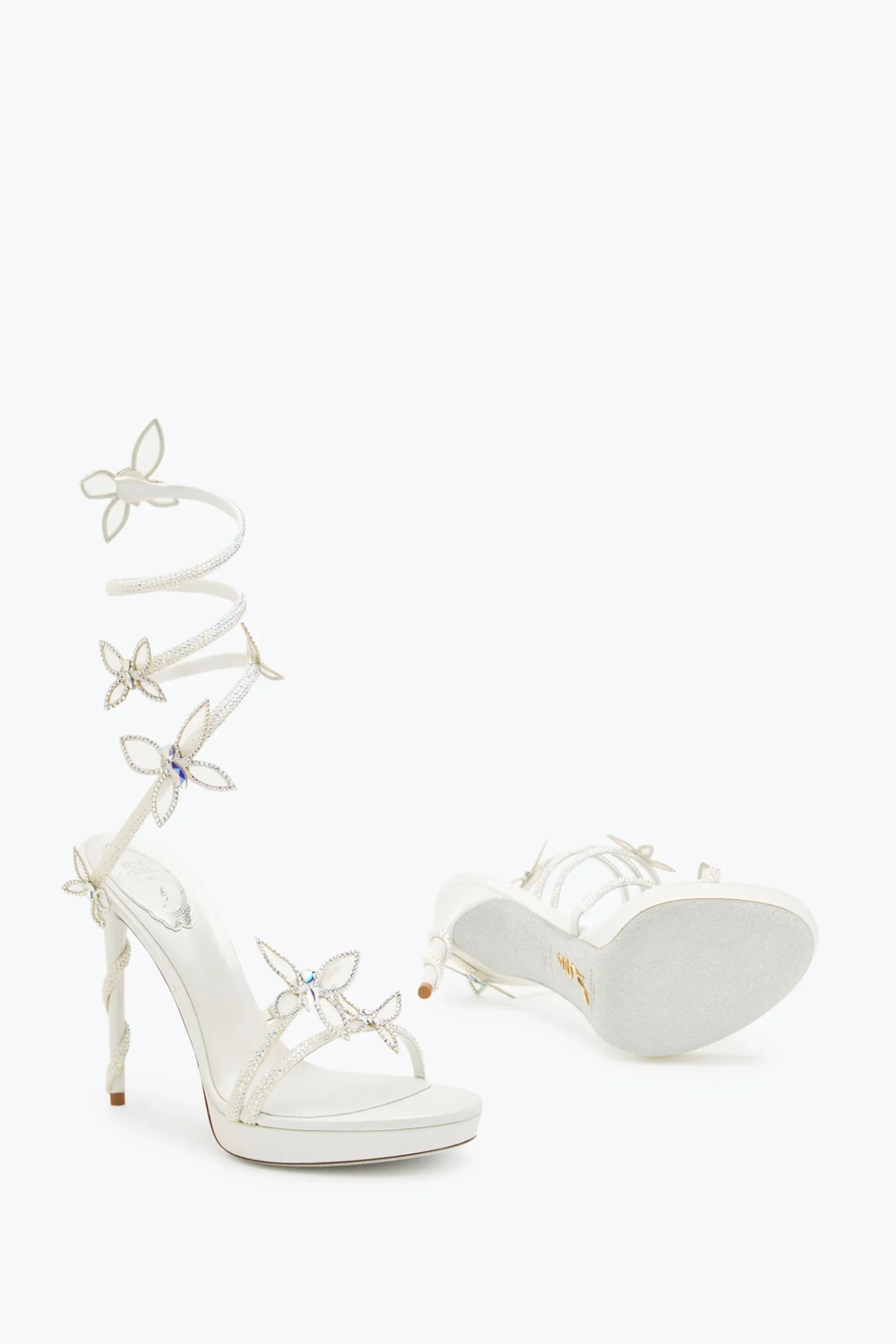 Collezione Sposa|Platform^Rene Caovilla Sandalo Con Plateau Margot Con Cristalli 120 Bianco