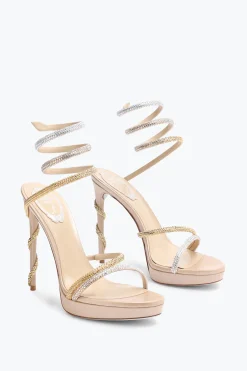 Per Le Invitate|Icone^Rene Caovilla Sandalo Con Plateau Margot Con Cristalli E Argento 120 Oro