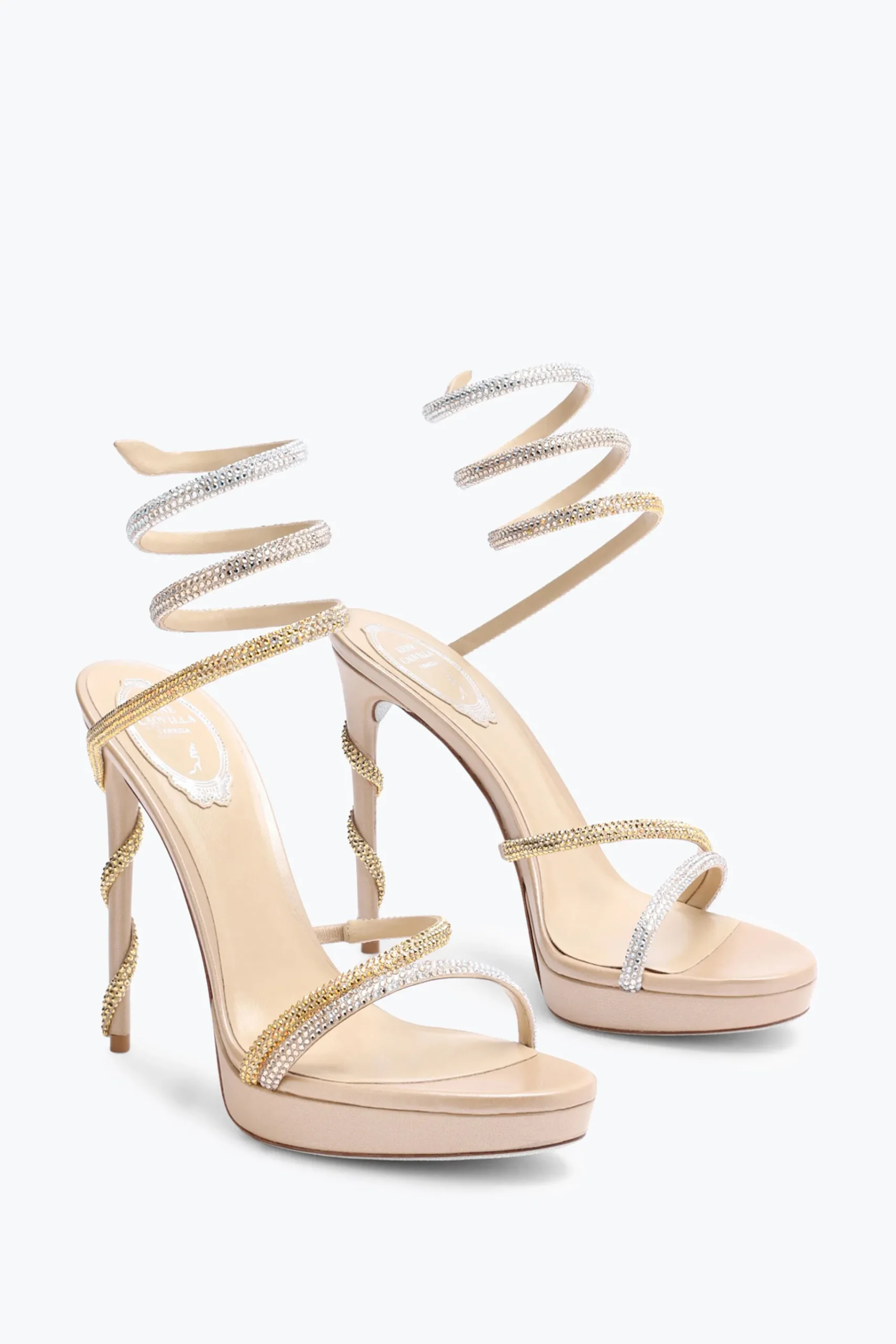 Per Le Invitate|Icone^Rene Caovilla Sandalo Con Plateau Margot Con Cristalli E Argento 120 Oro