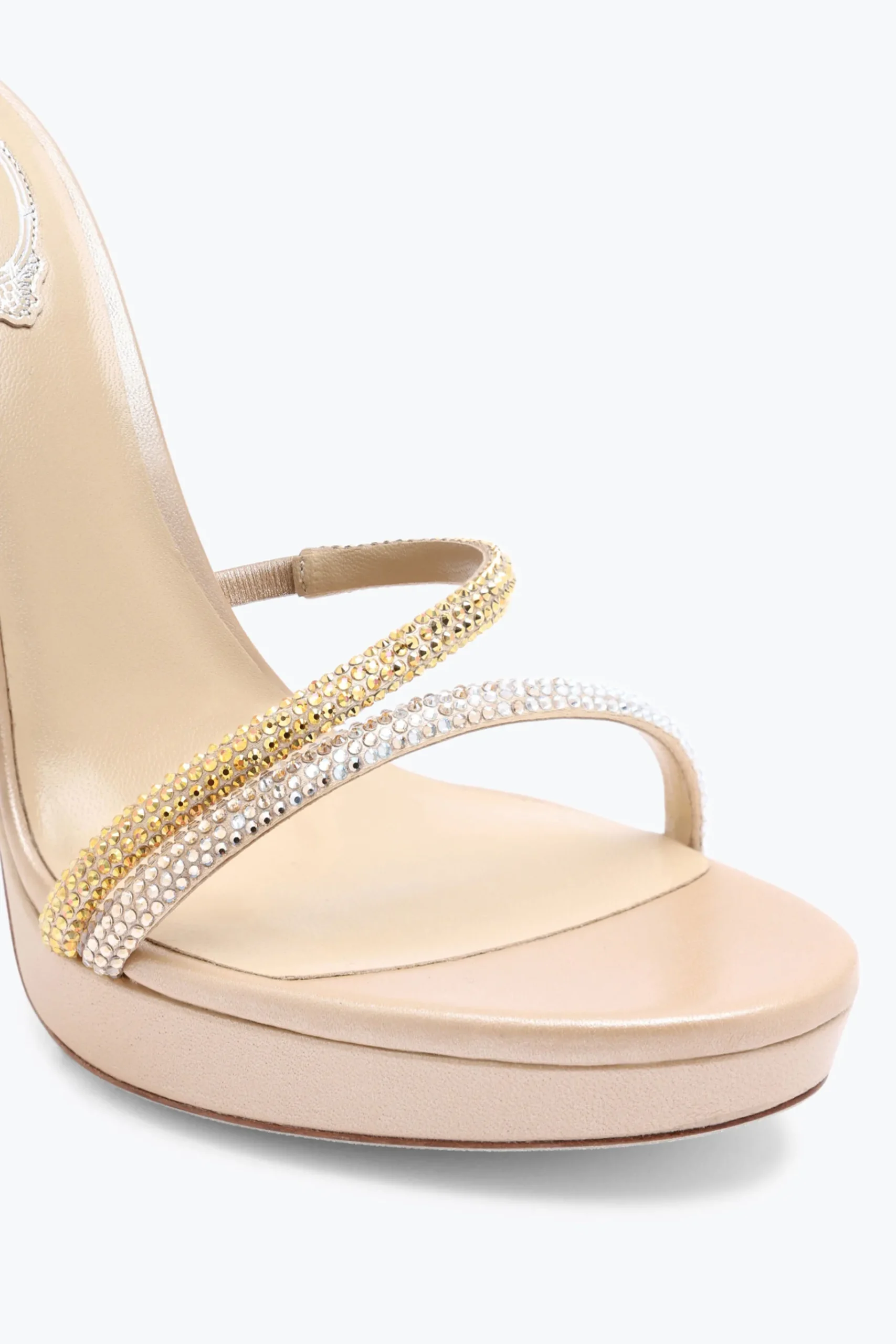 Per Le Invitate|Icone^Rene Caovilla Sandalo Con Plateau Margot Con Cristalli E Argento 120 Oro