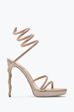Per Le Invitate|Icone^Rene Caovilla Sandalo Con Plateau Margot Beige Con Cristalli 120 Carne
