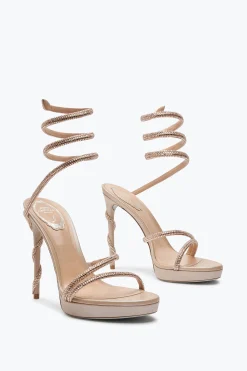 Per Le Invitate|Icone^Rene Caovilla Sandalo Con Plateau Margot Beige Con Cristalli 120 Carne