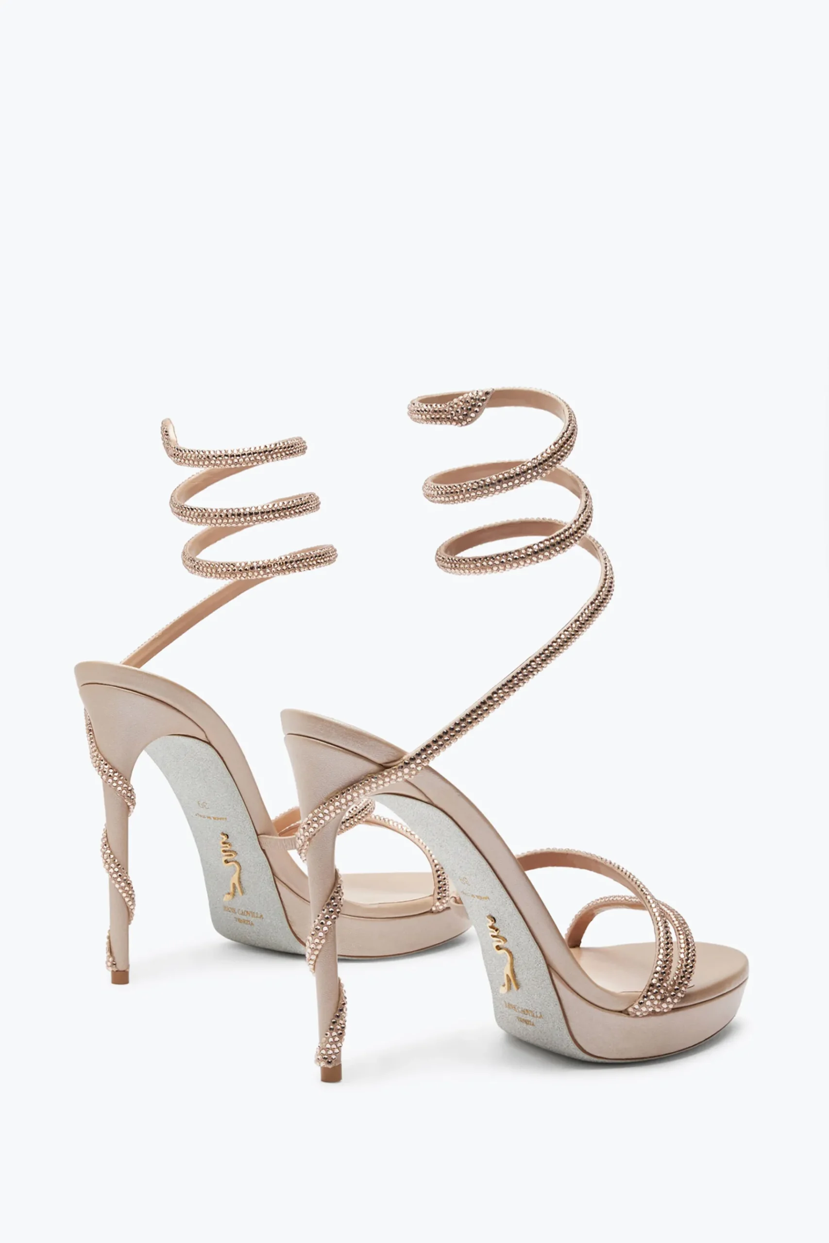 Per Le Invitate|Icone^Rene Caovilla Sandalo Con Plateau Margot Beige Con Cristalli 120 Carne
