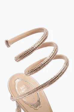 Per Le Invitate|Icone^Rene Caovilla Sandalo Con Plateau Margot Beige Con Cristalli 120 Carne