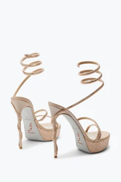 Per Le Invitate|Platform^Rene Caovilla Sandalo Con Plateau Margot Beige Con Cristalli 130 Carne