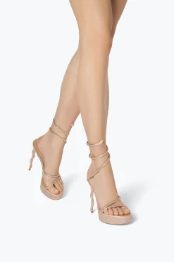 Per Le Invitate|Platform^Rene Caovilla Sandalo Con Plateau Margot Beige Con Cristalli 130 Carne
