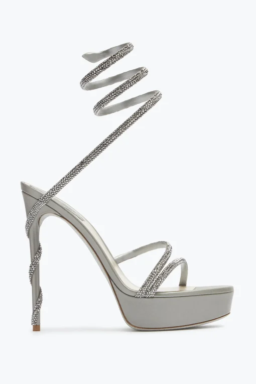 Clutch|Per Le Invitate^Rene Caovilla Sandalo Con Plateau Margot Con Cristalli 130 Grigio