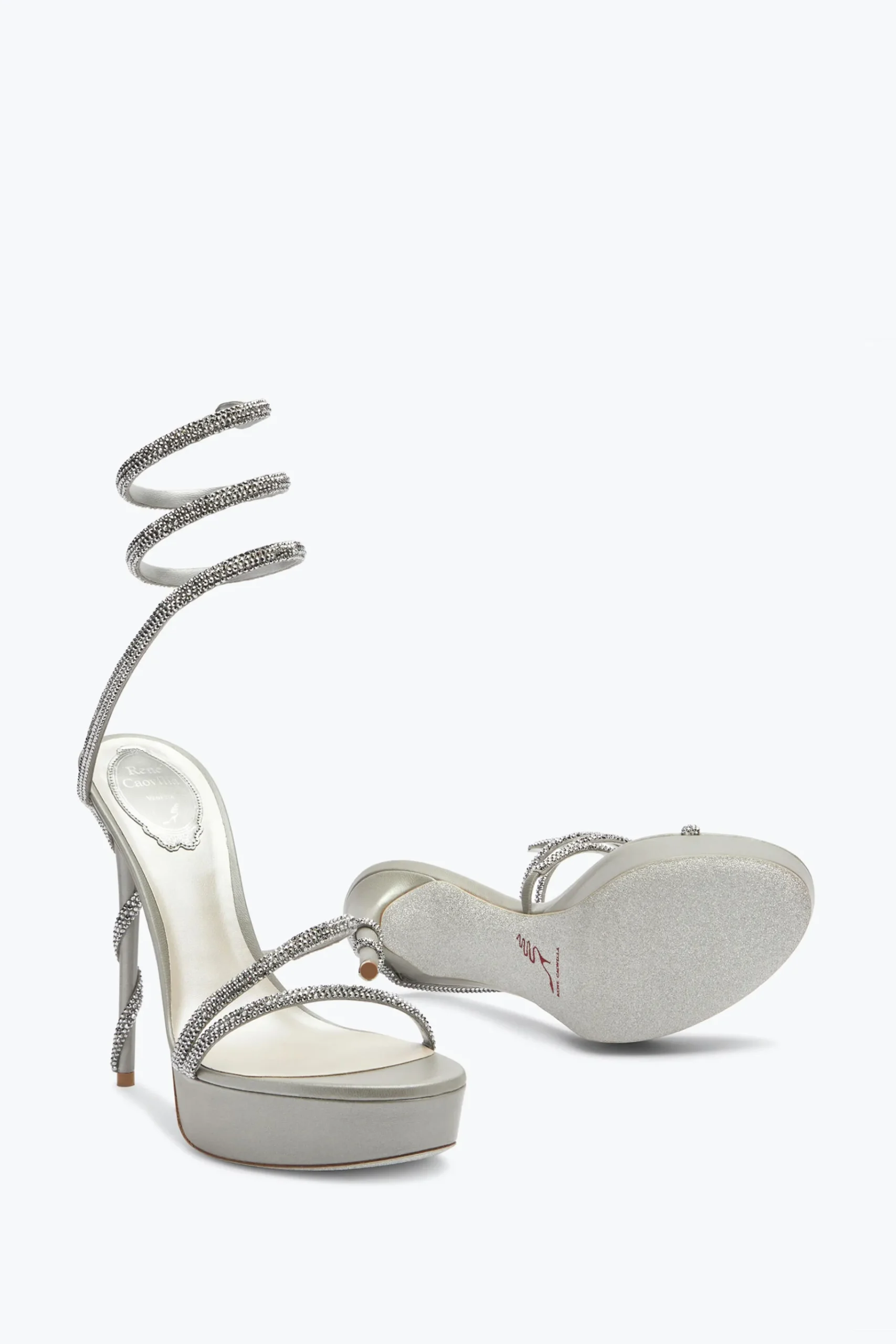 Clutch|Per Le Invitate^Rene Caovilla Sandalo Con Plateau Margot Con Cristalli 130 Grigio