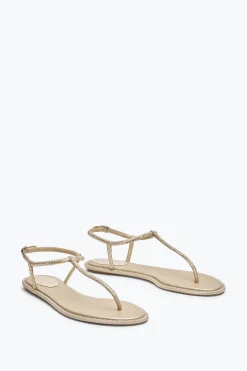 Flat^Rene Caovilla Sandalo Diana Con Cristalli 10 Beige