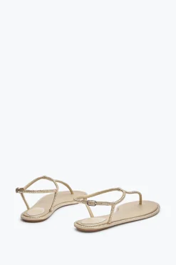 Flat^Rene Caovilla Sandalo Diana Con Cristalli 10 Beige