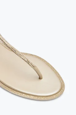 Flat^Rene Caovilla Sandalo Diana Con Cristalli 10 Beige