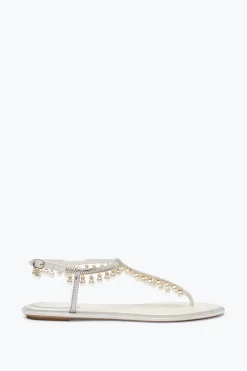 Collezione Sposa|Flat^Rene Caovilla SANDALO DIANA CON PERLE 10 Bianco