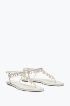 Collezione Sposa|Flat^Rene Caovilla SANDALO DIANA CON PERLE 10 Bianco