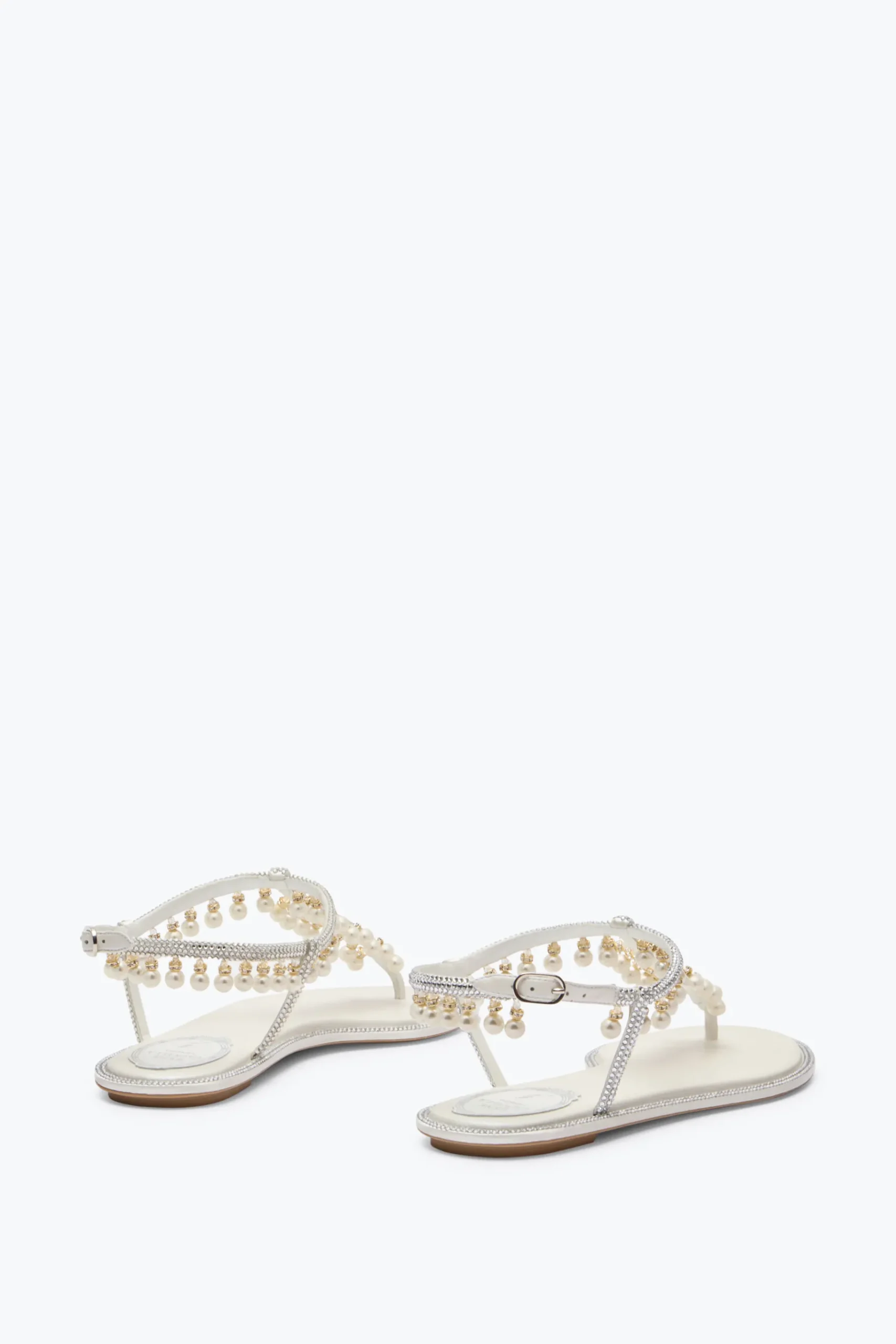Collezione Sposa|Flat^Rene Caovilla SANDALO DIANA CON PERLE 10 Bianco