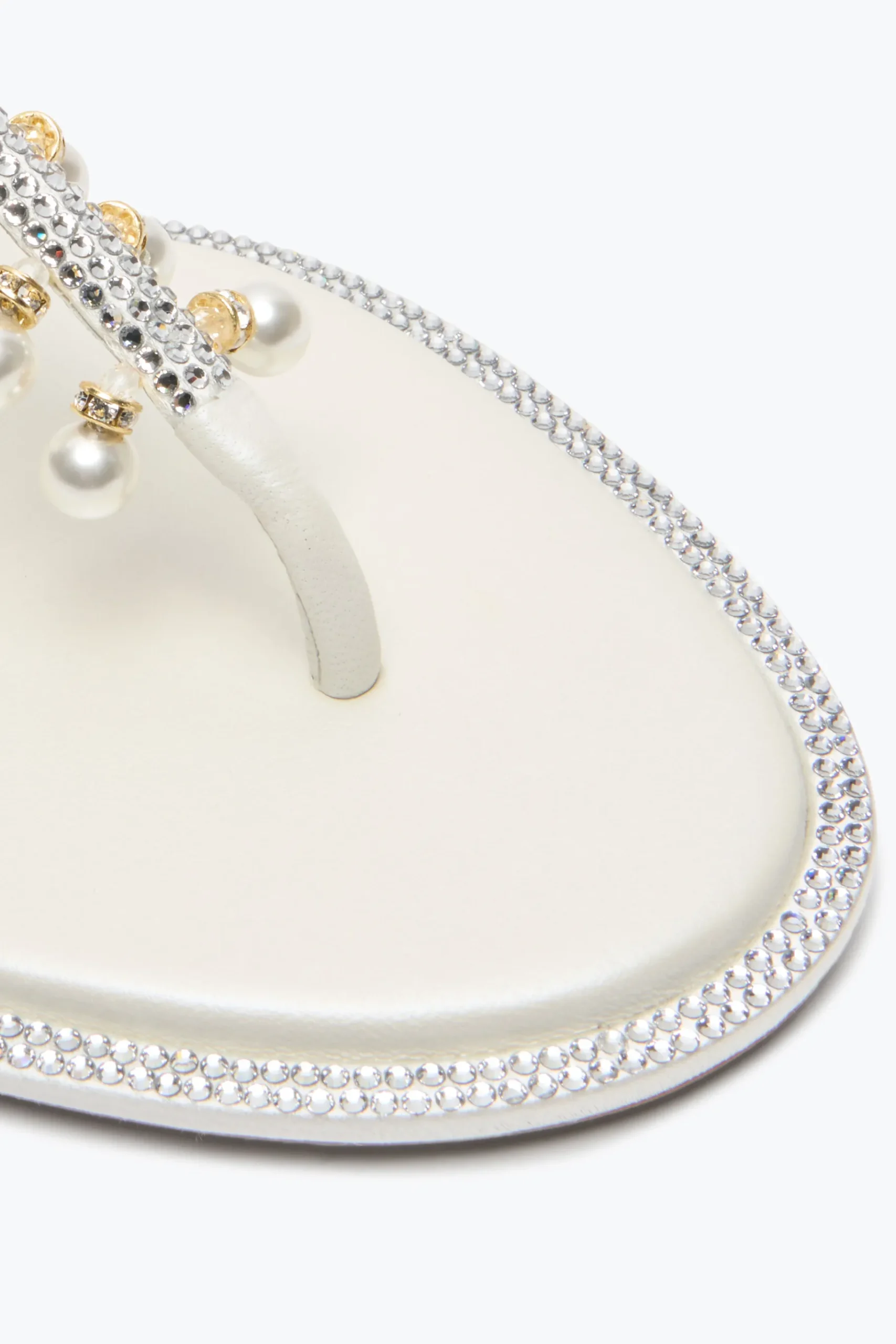 Collezione Sposa|Flat^Rene Caovilla SANDALO DIANA CON PERLE 10 Bianco