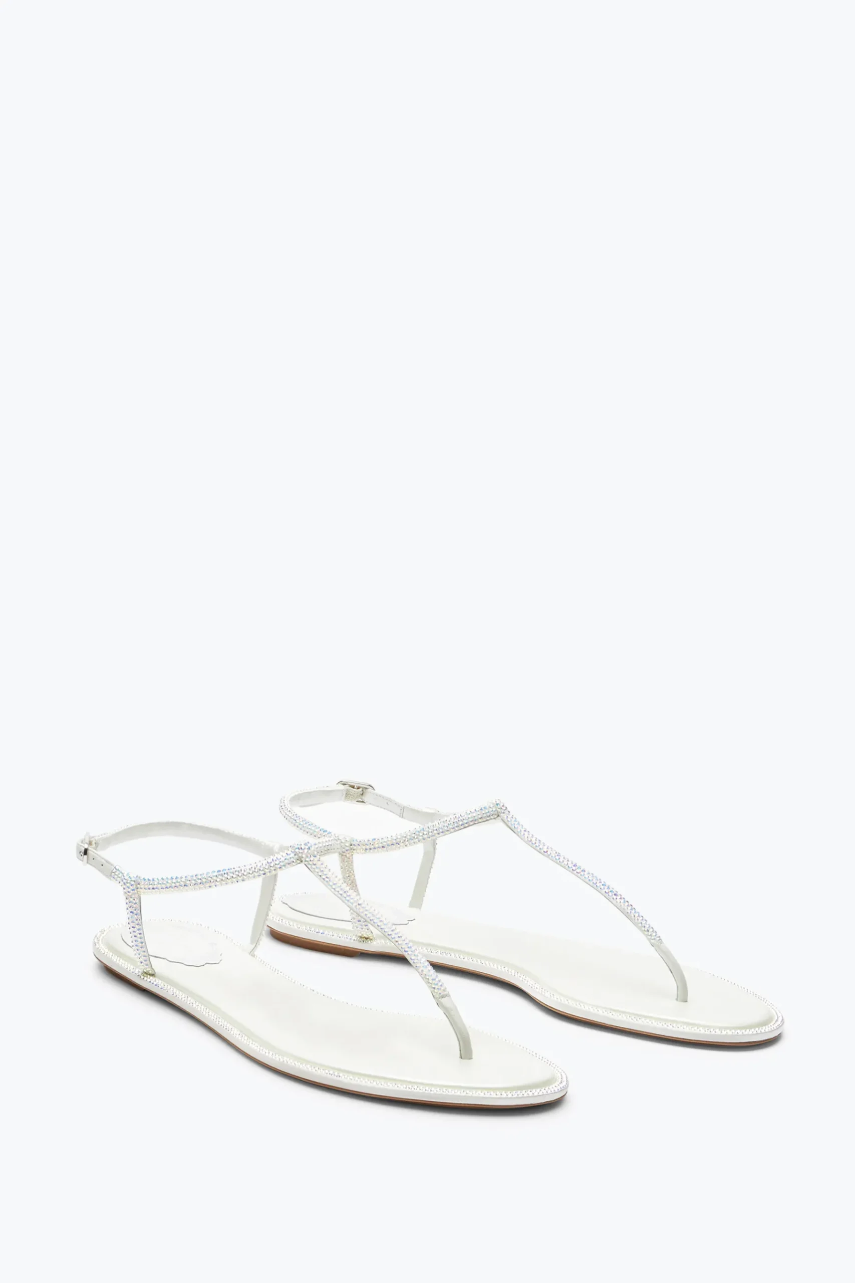 Collezione Sposa|Flat^Rene Caovilla Sandalo Diana Con Cristalli 10 Bianco